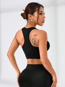 Easithlete Áo ngực thể thao cường độ cao dành cho nữ, Cúp liền mạch có khóa chéo, chống sốc và chống va đập, đồ lót tập thể dục chuyên nghiệp để chạy bộ, yoga, thể hình và tập luyện cường độ cao - màu đen - Xem 2