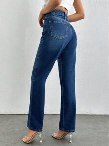 EURMUSE 女士直筒休閒牛仔褲