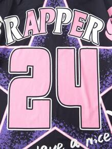 Teenage Boys' Stylish V-Neck Printed Polo Shirt