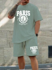 Aesthetic Post 男士常規尺寸綠色針織T恤套裝