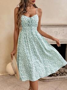 SHEIN Frenchy Váy cami đơn giản hàng ngày in ngẫu nhiên cho nữ - trắng - Xem 3