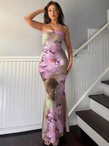 Firerie Vestido ceñido elegante con cintura anudada y encaje entretejido para mujeres en verano