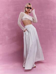 MISSGUIDED Textured Striped Maxi Skirt