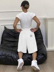 DAZY Loose Drawstring Women's Printed Capri Shorts - Beige - View 2