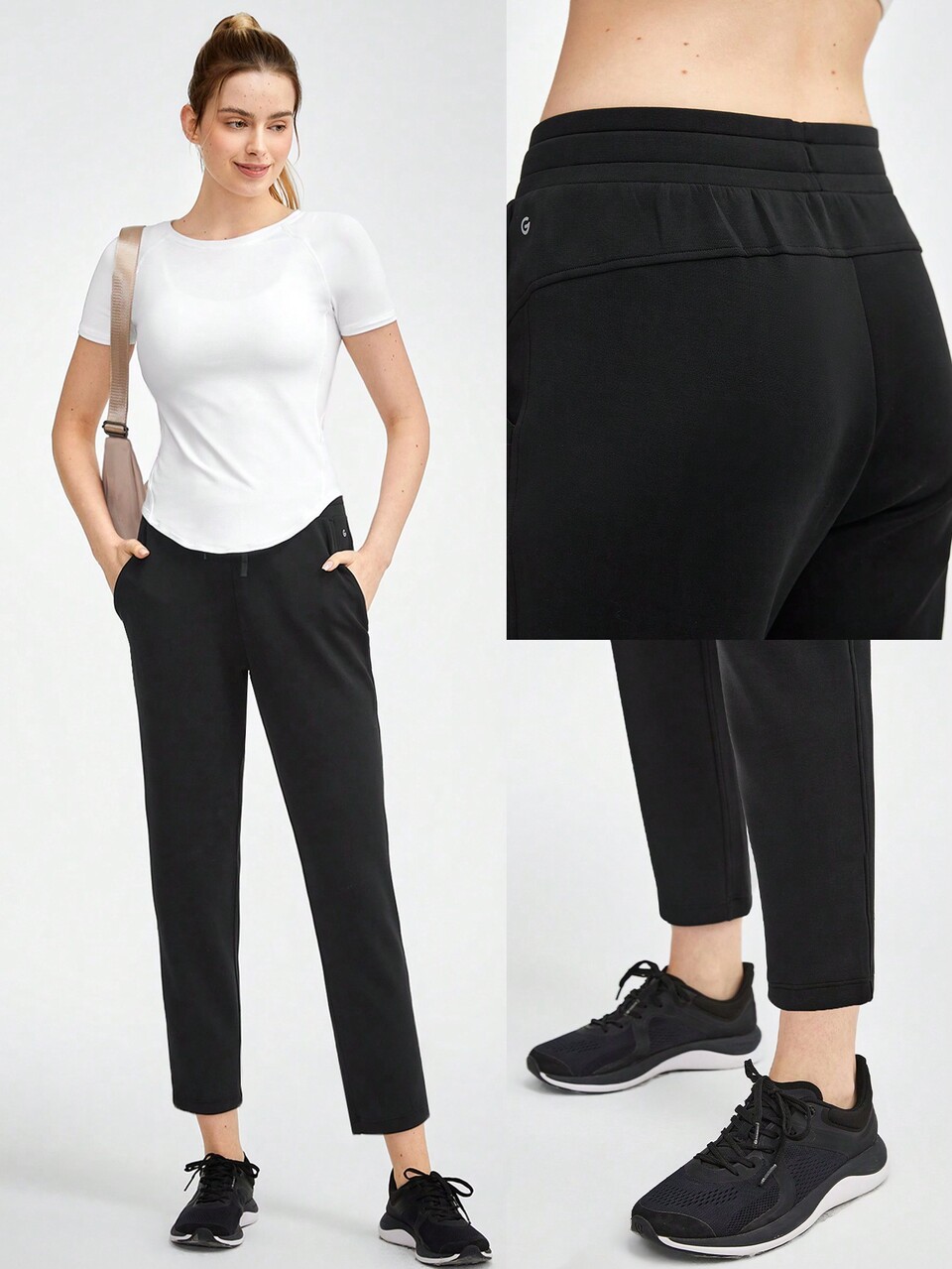 Pantalone con coulisse in Modal a tasche conici, casual quotidiano