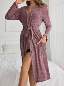 Comfortable Floral Grey Fabric Women's Bathrobe PerfectSummer