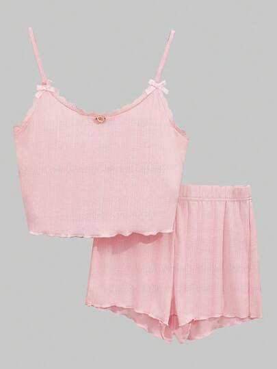 Zestaw biustonosza i stringów dla dziewczynki w kolorze jasnoróżowym z koronką w kwiaty