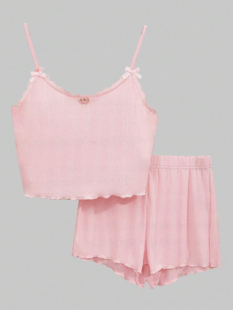 Teen Girl Light Pink Lace Floral Bralette And Thong Set