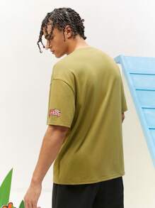 Mr Men Little Miss X SHEIN 1pc Casual Loose Knit Cartoon Character Printed Short Sleeve T-Shirt - Green - View 2