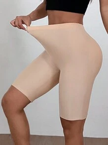 SHEIN EZwear Pantalones cortos de ciclista ajustados de talla grande para mujeres, de unicolor, con tela elástica y fresca, para verano, Día de la Madre, 3 piezas