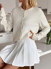 EURMUSE Cardigan With Gold Buttons Elegant - Apricot - View 2