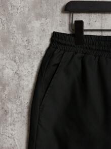 GENTILAND 男士白色短袖V領T恤和黑色口袋束腰短褲休閒編織2件套裝，適用於夏季 - 白色 - 查看 5