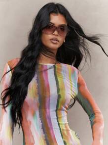 MISSGUIDED Áo dài tay in lưới tuyệt đẹp - Nhiều màu - Xem 3
