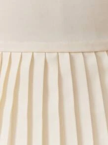 SHEIN 女嬰素色百褶下擺連衣裙 - 杏色 - 查看 3