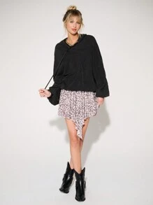 Leopard Print Knit Mini Skirt - Multicolor - View 5