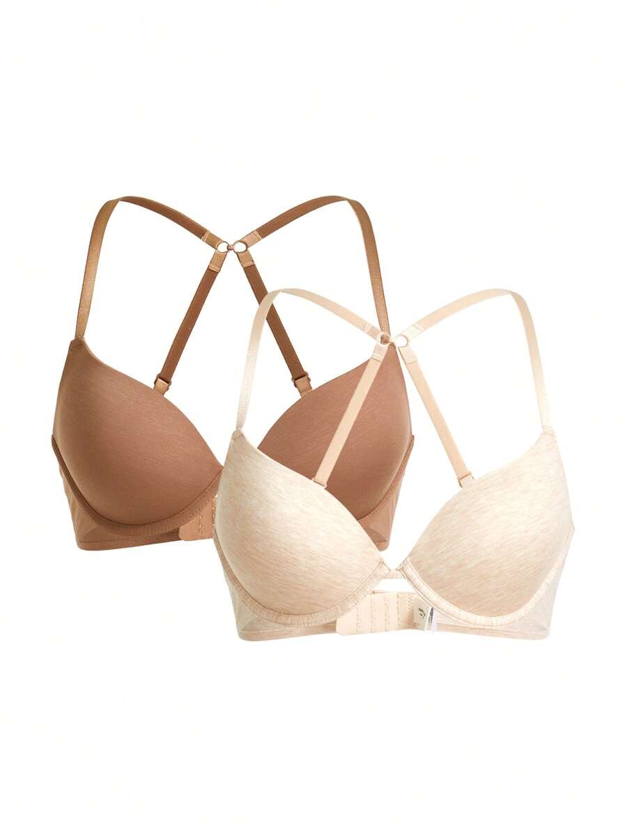 Ocili Leisure Solid Color Back Hook Bra Camisole ,2 Pcs - Multicolor - View 1