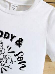 SHEIN Young Boy Casual Daily T-Shirt Family Matching Mommy And Me (4 Pieces Are Sold Separately) - White - View 4