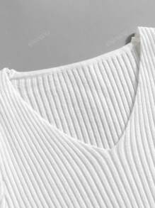 Spring Autumn V Neck Basic Women Rib Sweater,Long Sleeve Tops