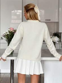 EURMUSE Cardigan With Gold Buttons Elegant - Apricot - View 3