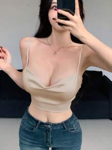 DAZY Top corto sin espalda y camiseta de tirantes sexy para mujer