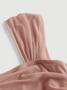 SHEIN MOD Top tipo camiseta con tirantes recogidos, cintura fruncida en color rosa - Rosa vieja - Ver 3