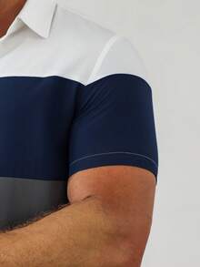 Manfinity Homme Conjunto de camisa de manga corta y pantalones cortos simples para hombre con bloque de color para uso diario - Blanco - Ver 8