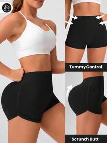 SHEIN Sport Studio Women's Solid Color Simple Everyday Sports ShortsWomen Sweat Short, Gym Short, Biker Short