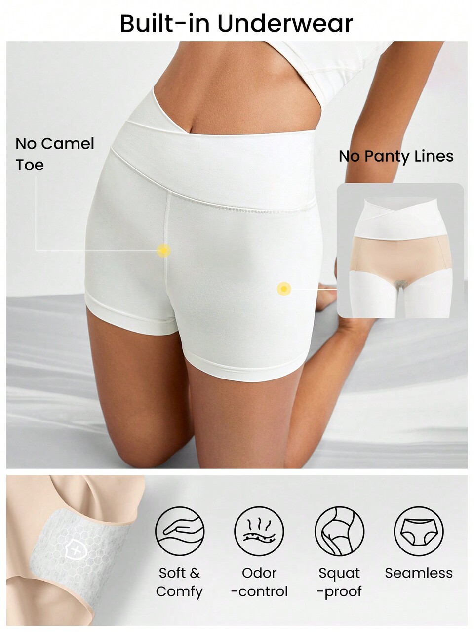 4.3" FeatherFit™ Squat-Proof Crossover Biker Shorts Built-In Shorts