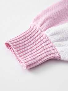 Elegant Plaid Bishop Sleeve Sweater, Long Sleeve Top - Pink - View 11