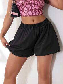 Y2K Street Elastic High Waist Daily Casual Bloomer Mini Shorts