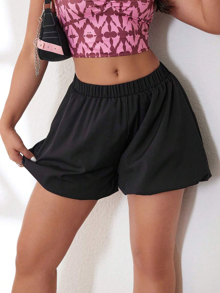 Y2K Street Elastic High Waist Daily Casual Bloomer Mini Shorts