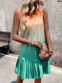 SHEIN LUNE Vestido diario de mujer sin mangas, sencillo y plisado, de colores - Multicolor - Ver 4