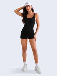 SHEIN Sports Seamless High-Elasticity Yoga Bodysuit - Black - View 6