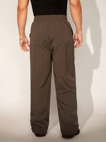 FeverCity Quần dài dệt ống rộng cho nam có còng co giãn - màu nâu - Xem 2