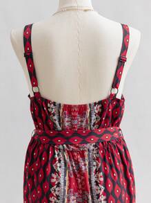 Soleia Plus Size Women's  Music Festival Positioning Cinched Waist Strap Sleeveless Wide Leg Loose Jumpsuit, Summer