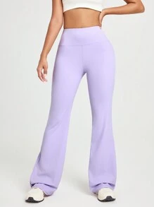Lifespree Women's Solid Color High Waist Flared Yoga Pants