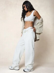 MISSGUIDED Baggy Fit White Jean - White - View 2