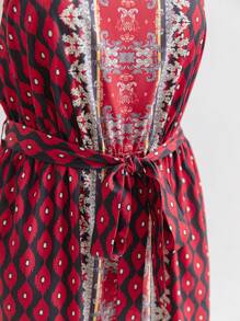 Soleia Plus Size Women's  Music Festival Positioning Cinched Waist Strap Sleeveless Wide Leg Loose Jumpsuit, Summer