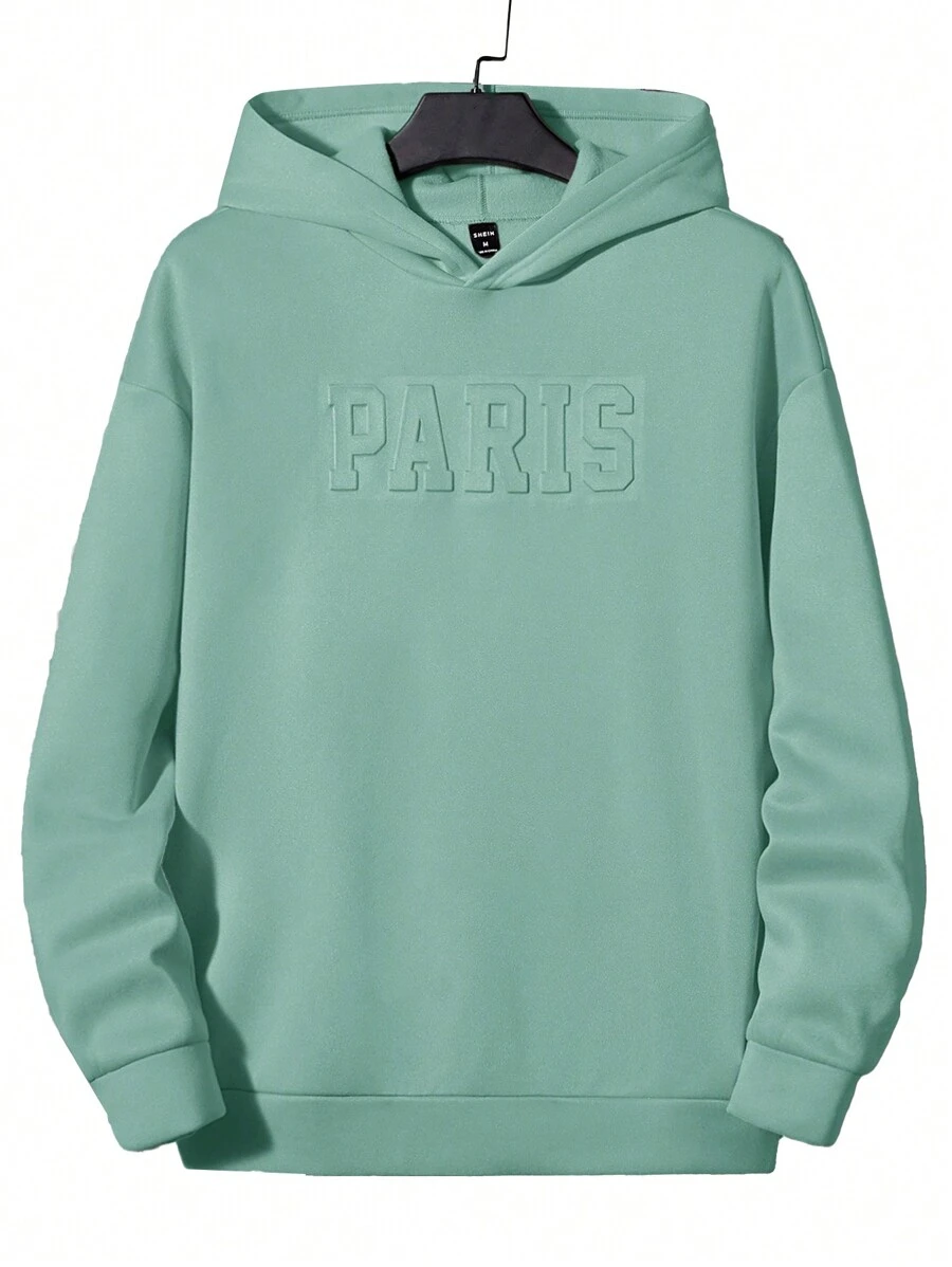 Manfinity VCAY Loose Fit Men's Letter Graphic Drop Shoulder Thermal Hoodie - Mint Green - View 1