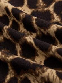 ROMWE Grunge Punk Y2K Gyaru Leopard Allover Print Tight Pintuck Strapless Crop Top For Women