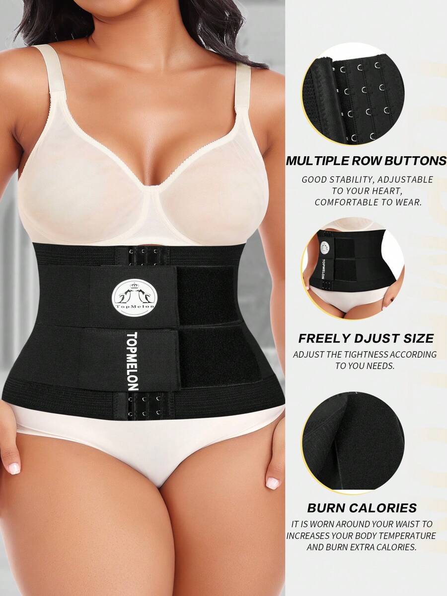 Plus-Size Women's Solid Color Simple Daily Waist Belt - Black - View 1