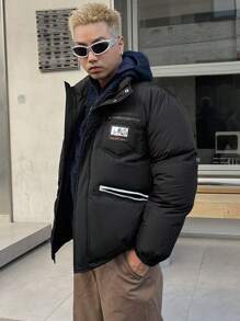 DAZY Men's Front Open Cardigan Jacket, Padded Coat Winter - Black - View 11