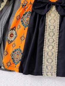 SHEIN 寶寶女孩夏季花卉印花裙，蝴蝶結裝飾和可愛肩帶 - 彩色 - 查看 8