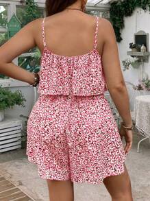 SHEIN Clasi Plus Size Boho Floral Printed Sleeveless Romper, For Summer - Multicolor - View 2