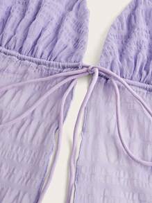 SHEIN ICON Top vintage de Y2k con lazo trasero sin espalda y malla con dobladillo partido