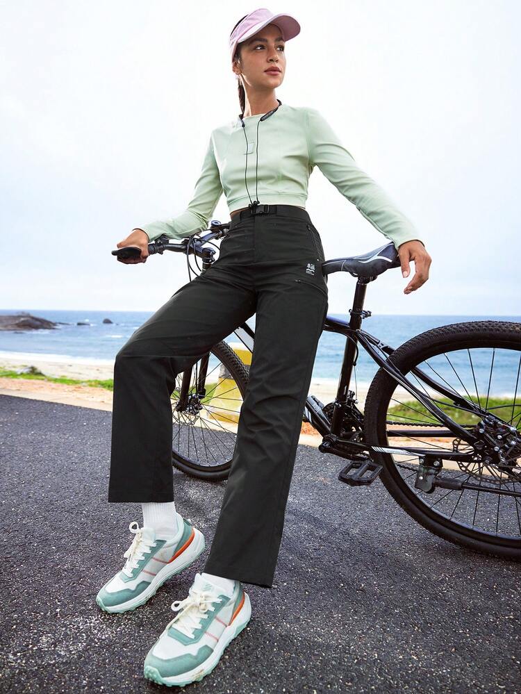 In My Nature Women's Solid Color Simple Outdoor Pants For Daily Wear - Black - View 9