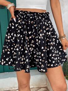 Breezaya Summer A-Line Leopard Print Elastic Waist Women's Shorts