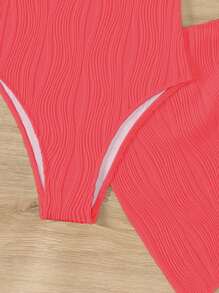 SHEIN Swim 2 pièces/Set Maillot de bain une pièce simple à bretelles croisées de couleur unie quotidien pour femmes, été