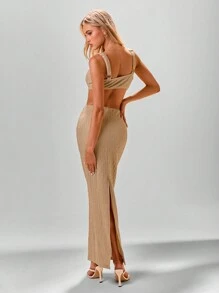 Aloruh Women's Sexy Backless Slim Fit Spaghetti Strap Long Dress, Summer