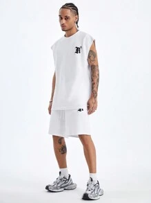 Manfinity VCAY Locker Gestricktes Tanktop-set Für Herren Mit Englischem Und Sternförmigem Aufdruck